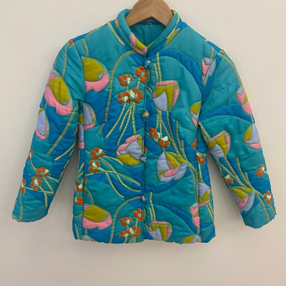 Vintage silk floral quilted coat